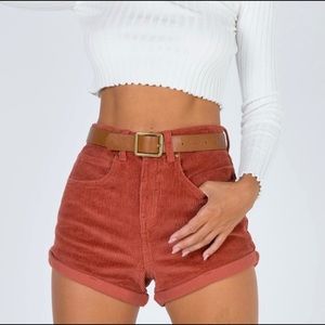Red corduroy Afends shorts
